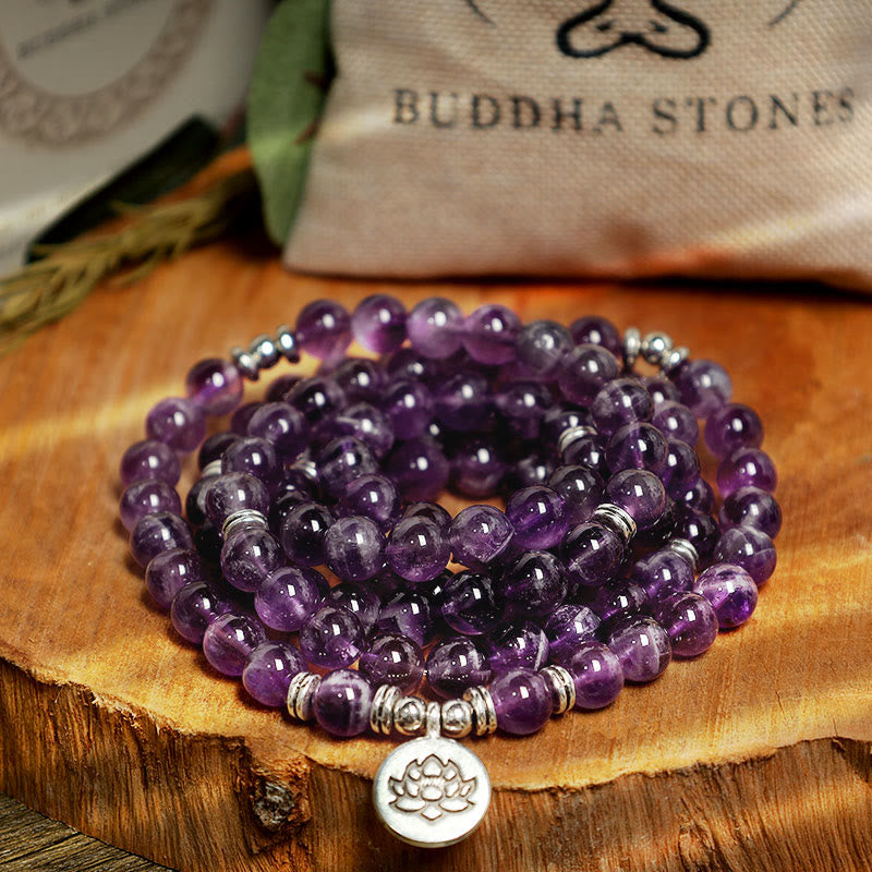 Bracelet Mala Purification Améthyste Naturelle Buddha Stones