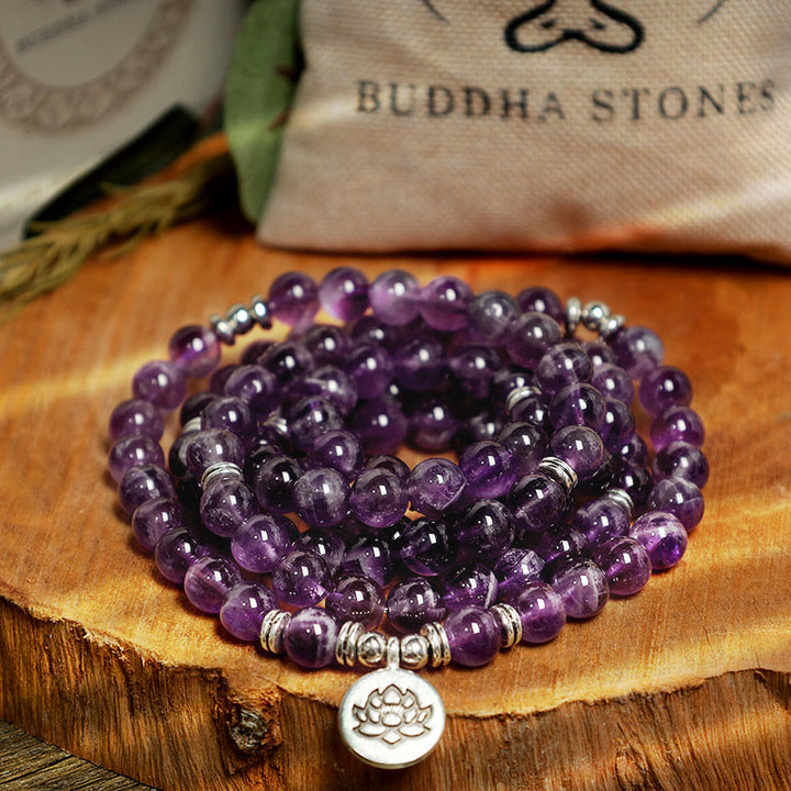 Bracelet Mala Purification Améthyste Naturelle Buddha Stones