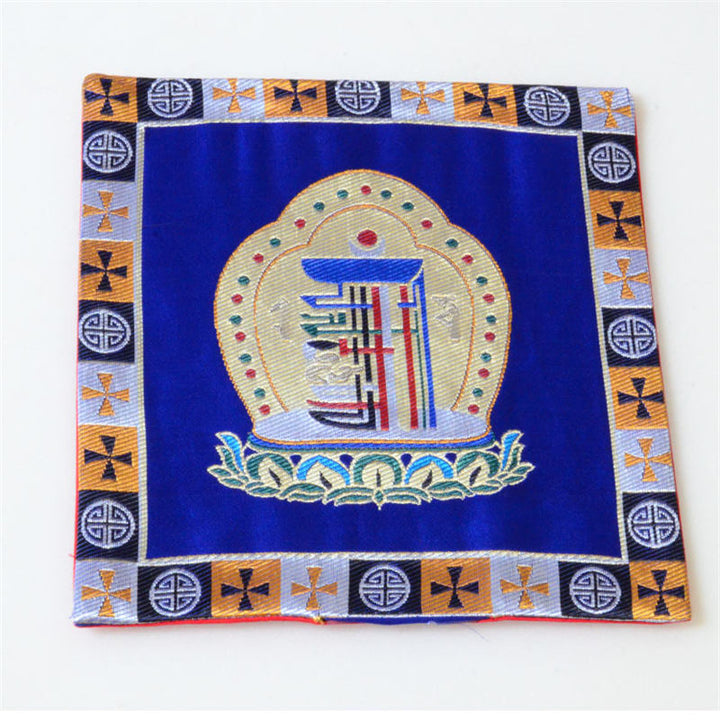Tapis d'autel de prière Man-Bcu Kalachakra Tapis Jacquard de méditation de guérison - Bleu - image 12