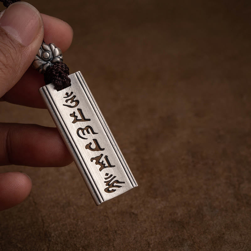 Collier pendentif en argent sterling 999 Buddha Stones et gravure Om Mani Padme Hum en forme de lotus - image 1