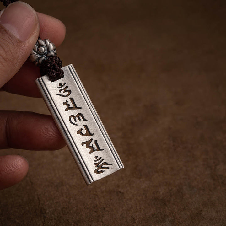 Collier pendentif en argent sterling 999 Buddha Stones et gravure Om Mani Padme Hum en forme de lotus - image 1