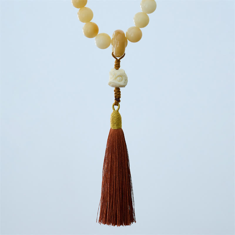 Buddha Stones Graine de Bodhi Naturelle Fruit d'Ivoire Lion Dansant Charme Harmonie Gland Poignet Mala
