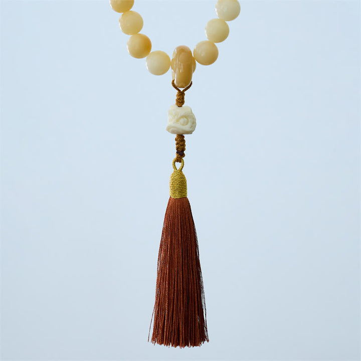 Buddha Stones Graine de Bodhi Naturelle Fruit d'Ivoire Lion Dansant Charme Harmonie Gland Poignet Mala