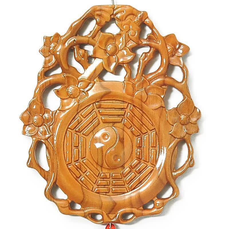 Carte Feng Shui Bagua Bois de pêcher Nœud chinois Carte énergétique d'équilibre