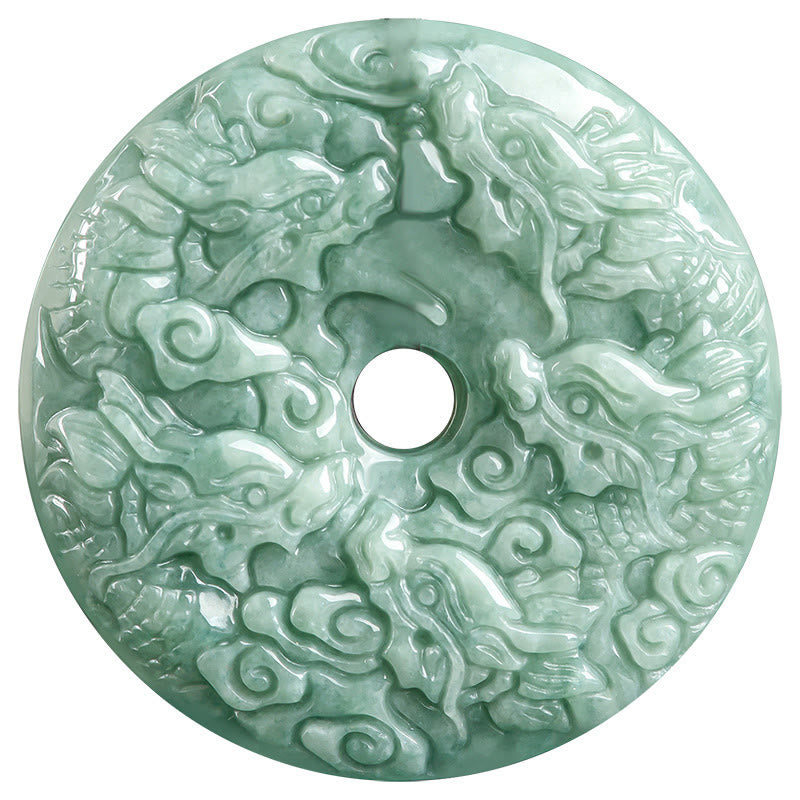 Buddha Stones pendentif en jade naturel avec boucle de paix et protection des neuf dragons de l'année du dragon