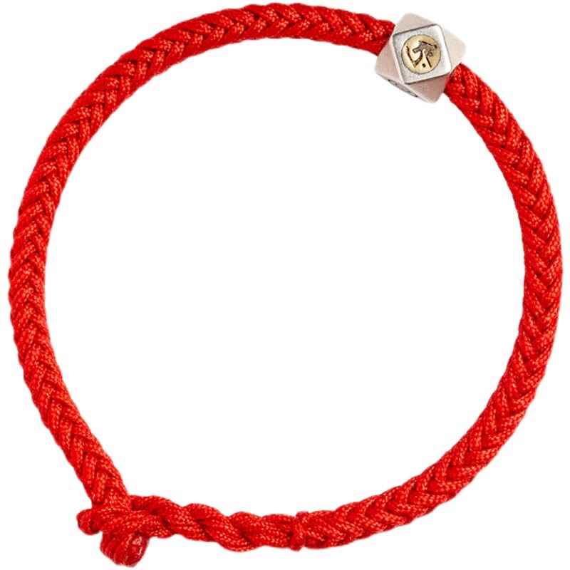Bracelet tressé en argent sterling 925 fait à la main avec Buddha Stones et symbole du zodiaque chinois