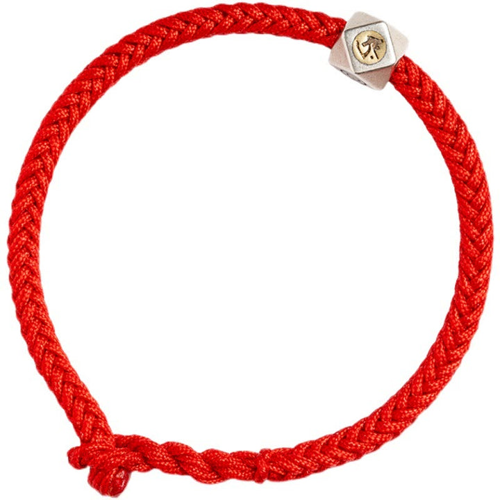 Bracelet tressé en argent sterling 925 fait à la main avec Buddha Stones et symbole du zodiaque chinois