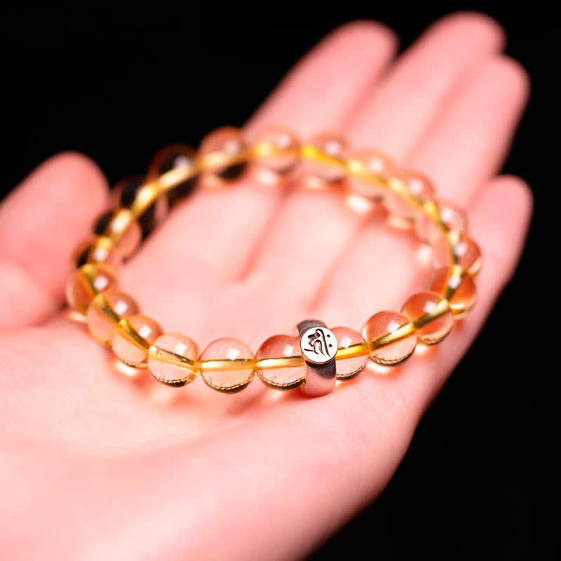 Bracelet de protection en argent sterling 925 avec pendentif en citrine et bouddha du zodiaque chinois