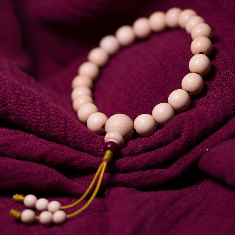 Bracelet Mala en bois d'Abelia Biflora naturel Buddha Stones et bénédiction