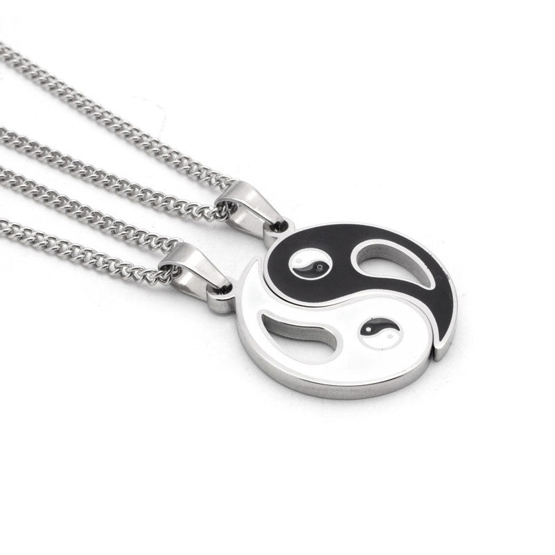 Collier avec pendentif Yin Yang pour couple, 2 pièces
