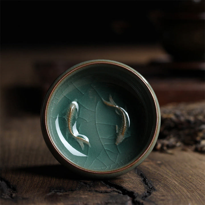 Buddha Stones Poisson Koi Coloré Tasse à Thé en Céramique Tasse à Thé Kung Fu Bol