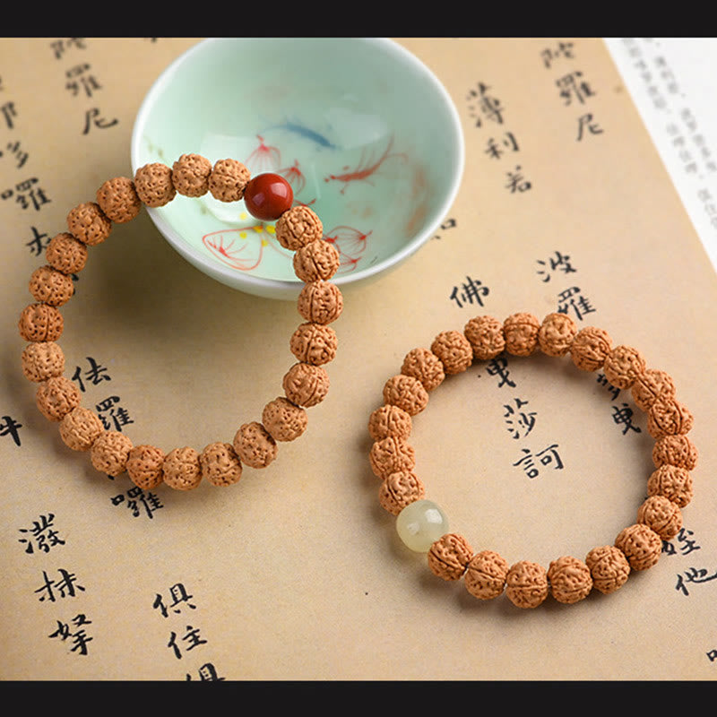 Bracelet de richesse et de bon augure en Buddha Stones tibétaines Rudraksha Bodhi Seed