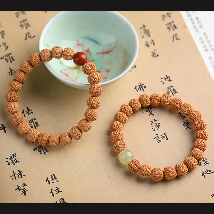 Bracelet de richesse et de bon augure en Buddha Stones tibétaines Rudraksha Bodhi Seed