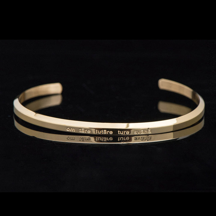 Bracelet de protection et de bénédiction en acier titane gravé avec six mots vrais de Buddha Stones