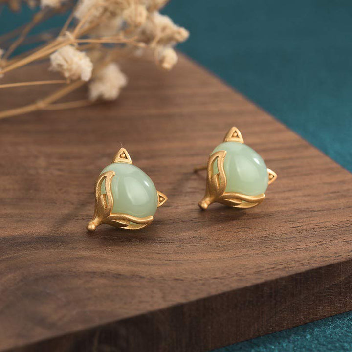 Boucles d'oreilles porte-bonheur en jade Feng Shui Buddha Stones