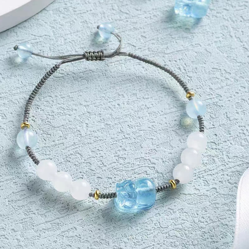 Bracelet de guérison en jade blanc naturel PiXiu Hetian Buddha Stones