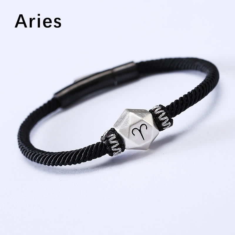 Bracelet en argent sterling 999 Buddha Stones et protection des 12 constellations du zodiaque, fait à la main - Bélier - 19CM - image 2