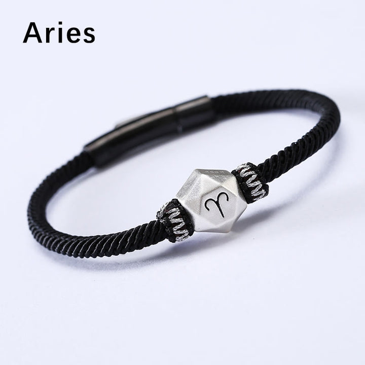 Bracelet en argent sterling 999 Buddha Stones et protection des 12 constellations du zodiaque, fait à la main - Bélier - 19CM - image 2