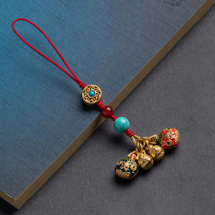 Porte-clés de voiture en forme de bête avaleuse dorée avec Buddha Stones , décoration à suspendre pour téléphone
