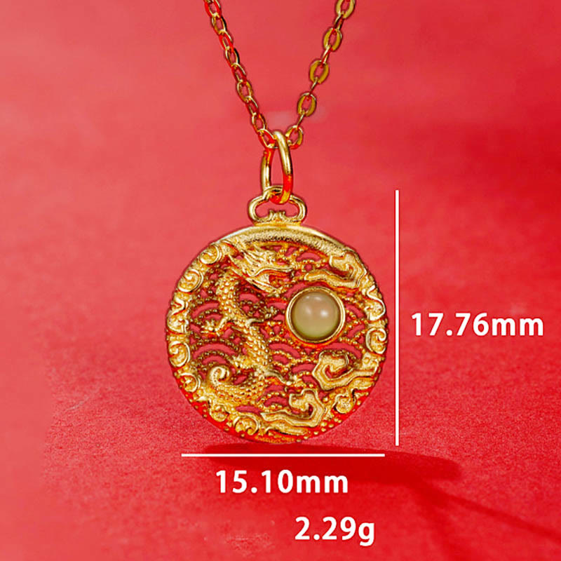 Collier pendentif porte-bonheur en argent sterling 925 Buddha Stones et nuages de bon augure en jade Hetian incrusté de jade Hetian