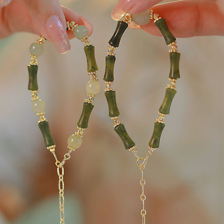 Bracelet chaîne porte-bonheur en bambou avec Buddha Stones