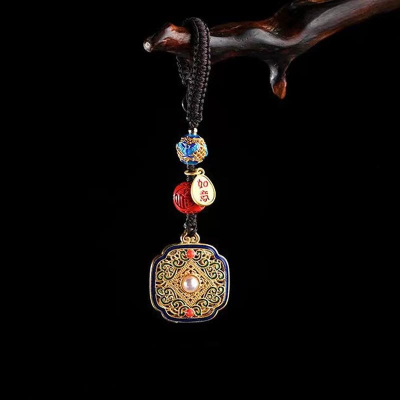 Porte-clés porte-bonheur Ruyi avec les Buddha Stones Fu
