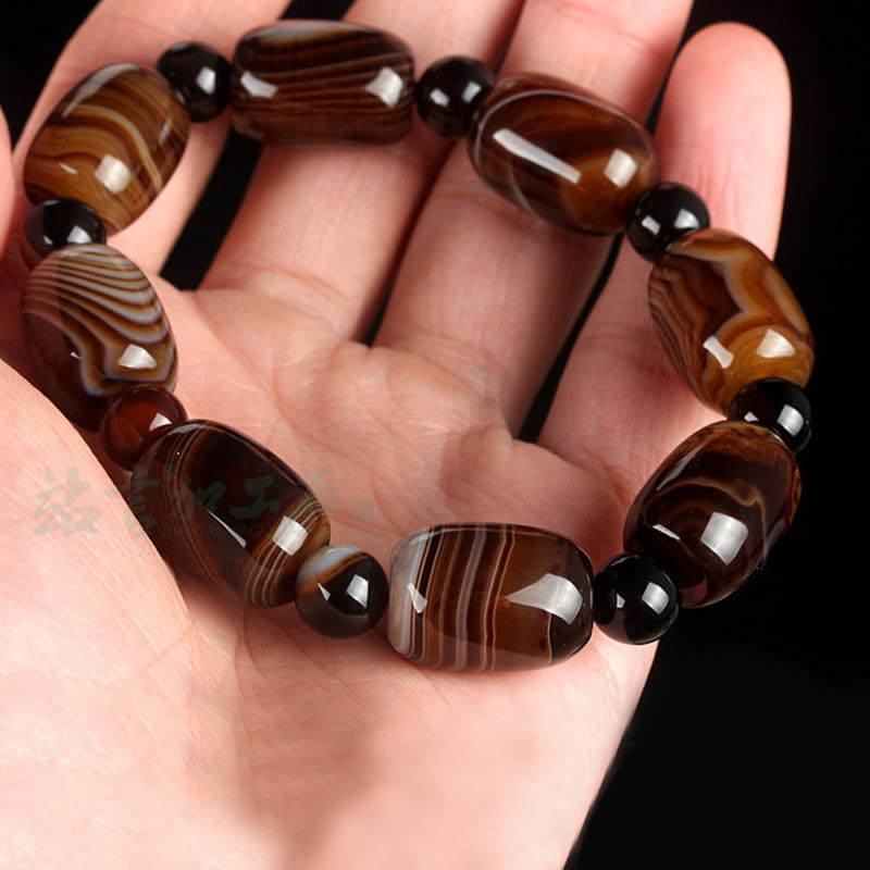 Bracelet de courage et de bonheur en sardonyx naturel Buddha Stones
