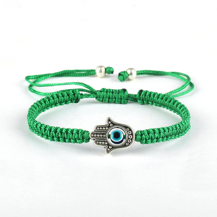 Bracelet en corde fait main avec symbole Hamsa et Buddha Stones
