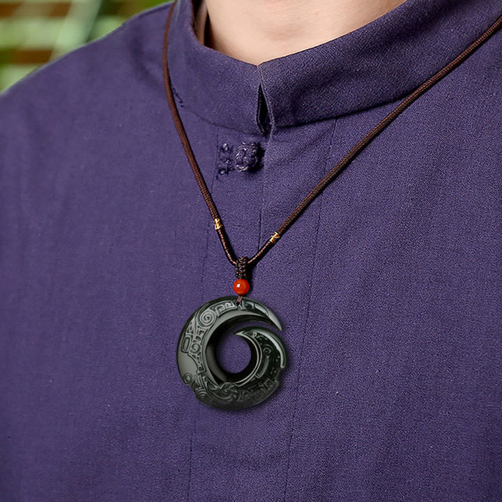 Collier pendentif en jade cyan Hetian naturel Buddha Stones pour améliorer la chance