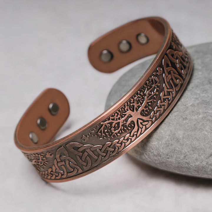 Bracelet manchette réglable magnétique avec Buddha Stones et arbre de vie porte-bonheur