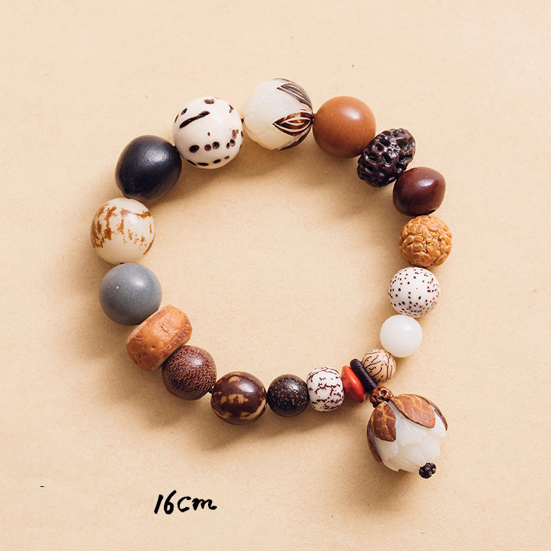 Bracelet Mala en Buddha Stones, graines de Bodhi, lotus, sagesse, paix