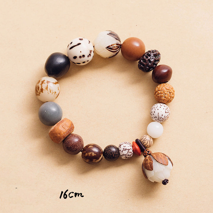 Bracelet Mala en Buddha Stones, graines de Bodhi, lotus, sagesse, paix