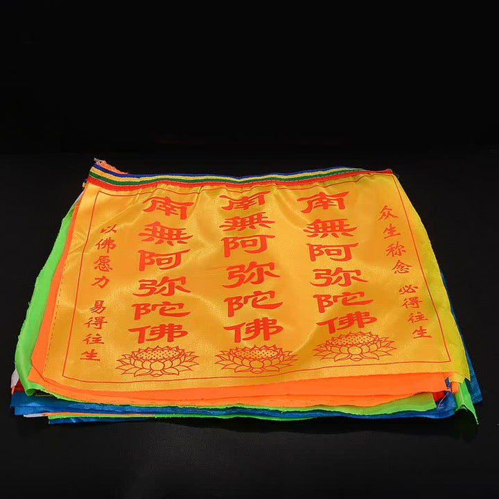 Buddha Stones Drapeau de prière tibétain à 7 couleurs, symbole du cheval du vent et du lotus, pour l'extérieur (21 pièces). - image 16