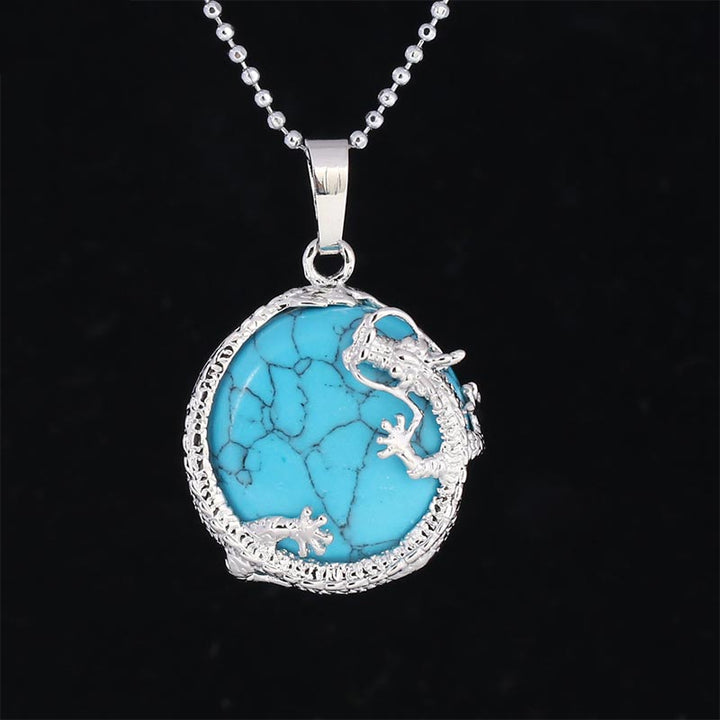 Collier pendentif en cristal de quartz naturel avec énergie de guérison et dragon chinois en Buddha Stones