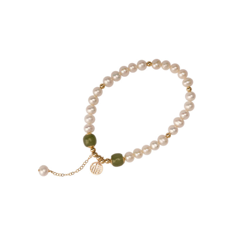 Bracelet de perles de sagesse et de bonheur en jade Hetian naturel