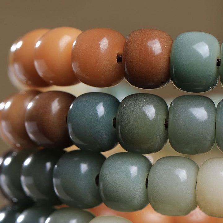 Bracelet Mala 108 Buddha Stones dégradé Bodhi Seed Green Tara Buddha gravé Peace Harmony