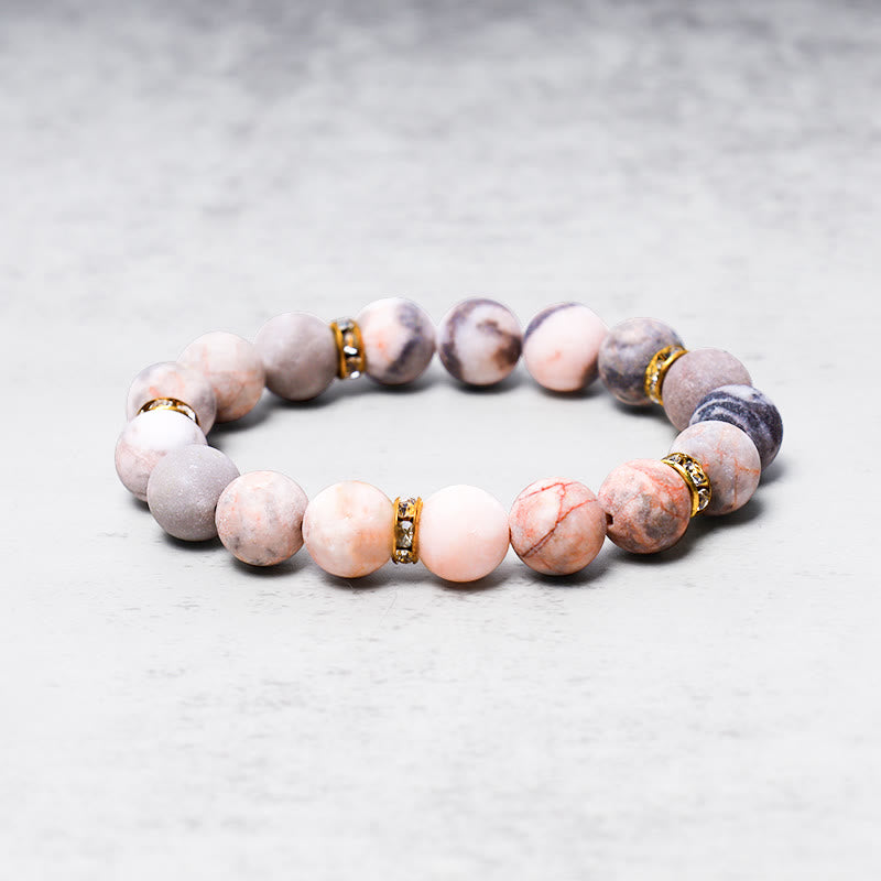 Bracelet de perles en jaspe zèbre en cristal de guérison de l'anxiété et du stress Buddha Stones