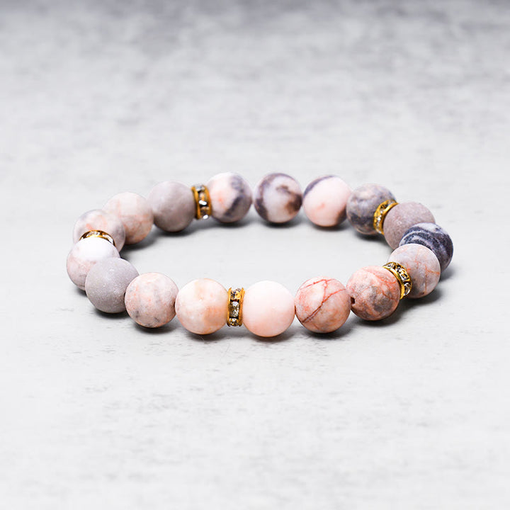 Bracelet de perles en jaspe zèbre en cristal de guérison de l'anxiété et du stress Buddha Stones