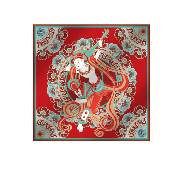 Écharpe en soie de mûrier 100 % Buddha Stones Dunhuang Rebound Pipa Flying Frescoes Châle Dunhuang de qualité supérieure 6A