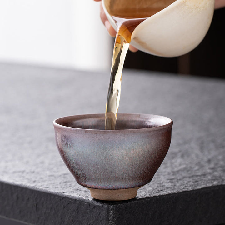 Tasse à thé en porcelaine chinoise Jianzhan en or rose avec Buddha Stones Tasse à thé Kung Fu