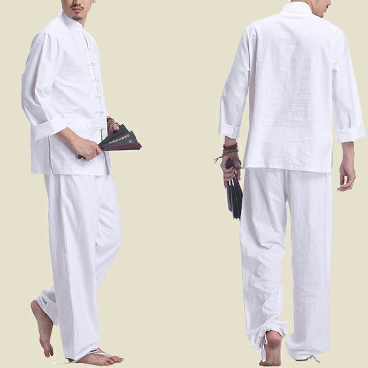 Ensemble pour homme en coton et lin avec boutons en forme de grenouille chinoise et Buddha Stones, méditation, prière, pratique spirituelle zen, yoga - image 10