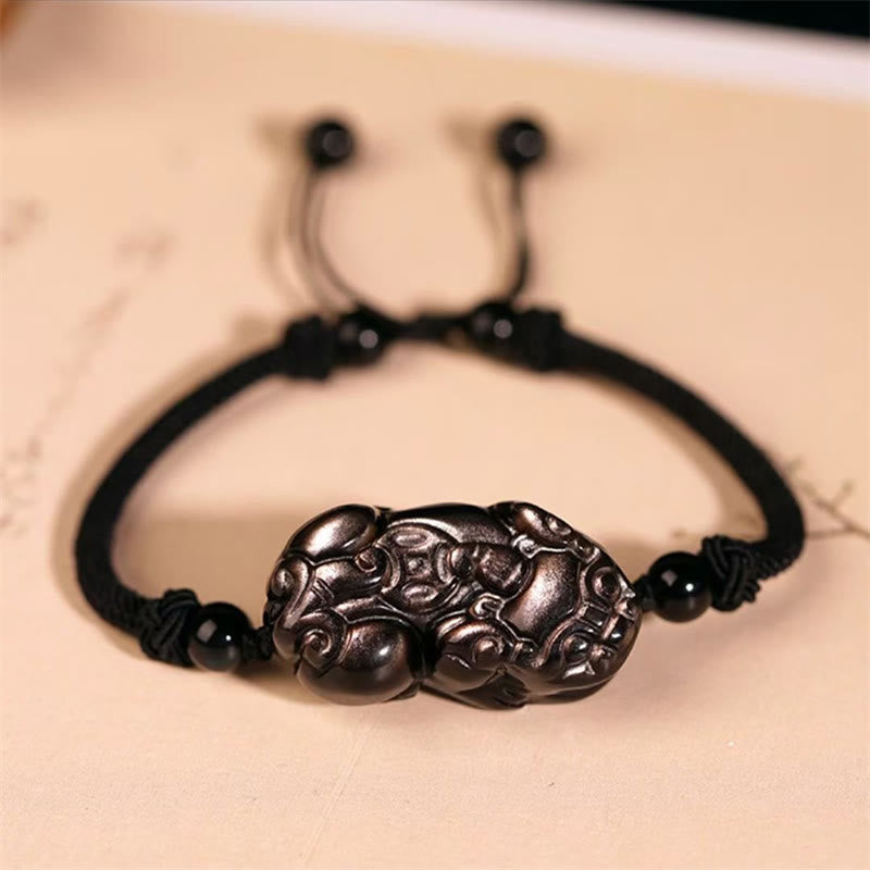 Bracelet de richesse en obsidienne naturelle, améthyste, citrine, PiXiu Cooper