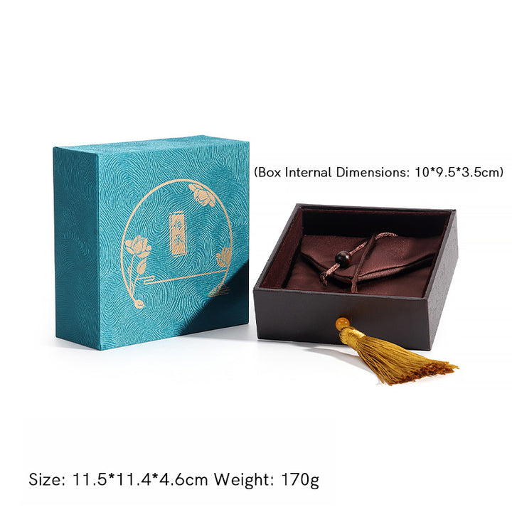 Coffret de rangement de bijoux vintage en forme de lotus avec pompons - Aqua (11,5 x 11,4 x 4,6 cm) - image 11