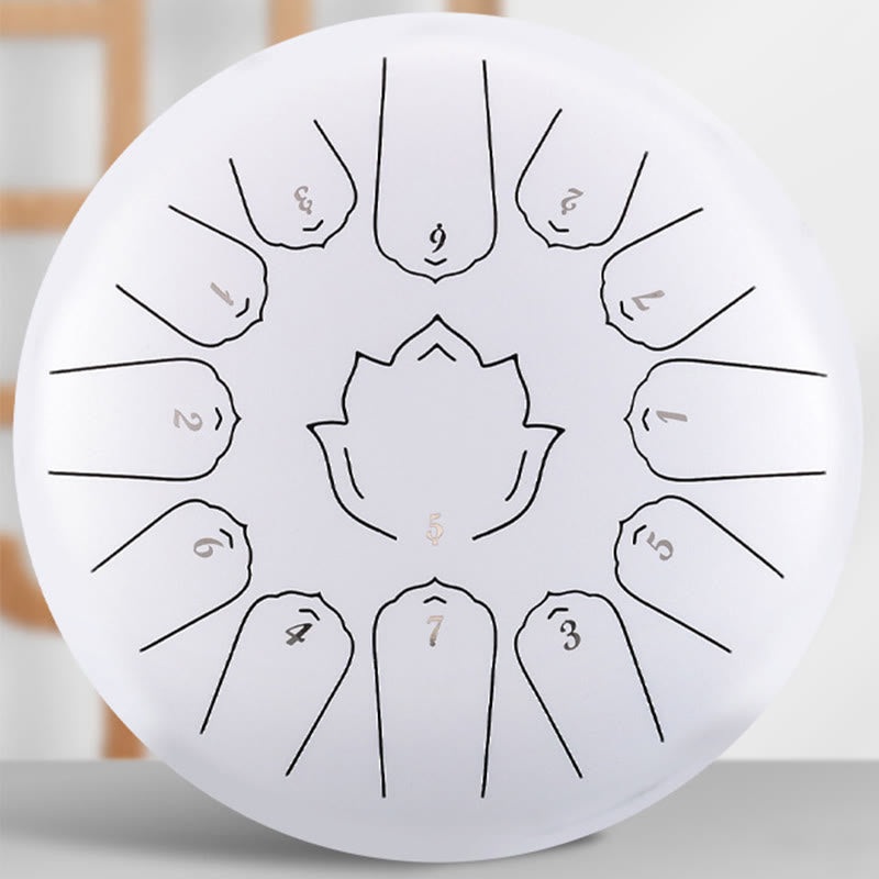 Kit de batterie de yoga à 13 notes de 12 pouces avec motif de lotus et Buddha Stones