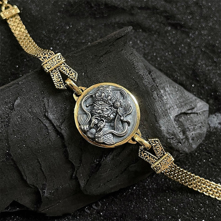 Bracelet tibétain en argent sterling 925 Buddha Stones et protection de la déesse de la richesse Zakiram