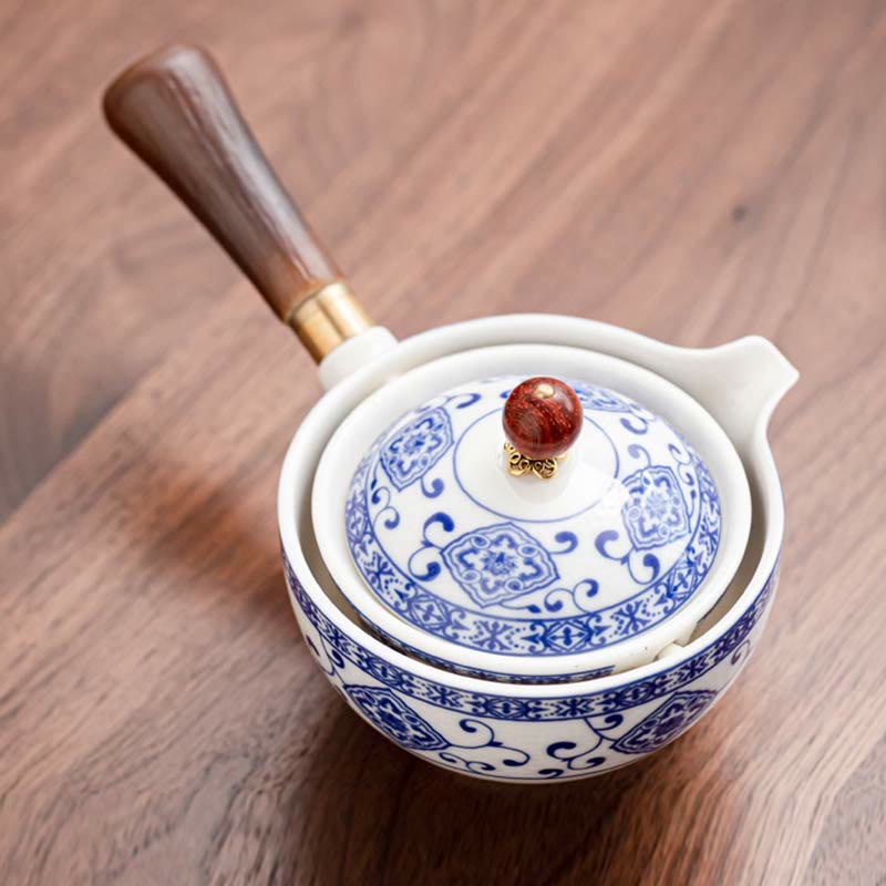 Service à thé chinois Gongfu en Buddha Stones avec théière en céramique et sac cadeau portable
