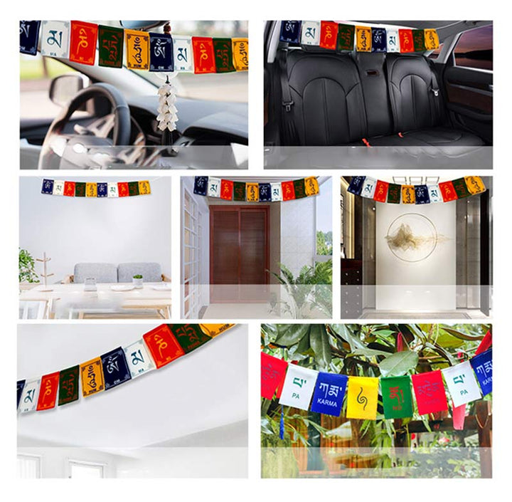 Drapeau de prière tibétain Om Mani Padme Hum pour voiture extérieure - image 8