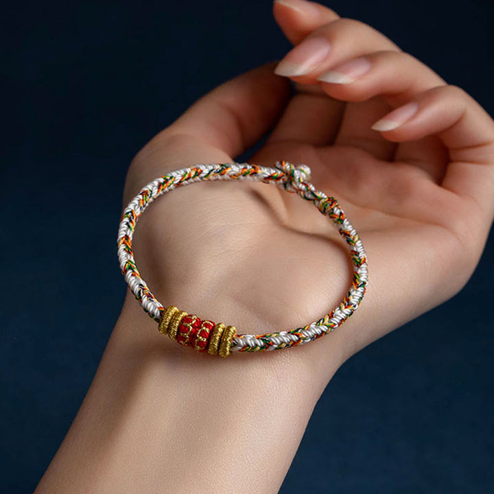 Bracelet en corde tressée fait main en Buddha Stones du zodiaque chinois du Tibet