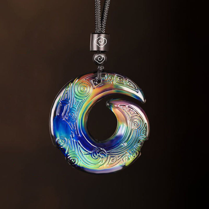 Le changement de couleur améliore la chance et le motif de conception du pendentif en cristal Liuli - Pendentif à couleur changeante + Corde nuageuse porte-bonheur - image 0