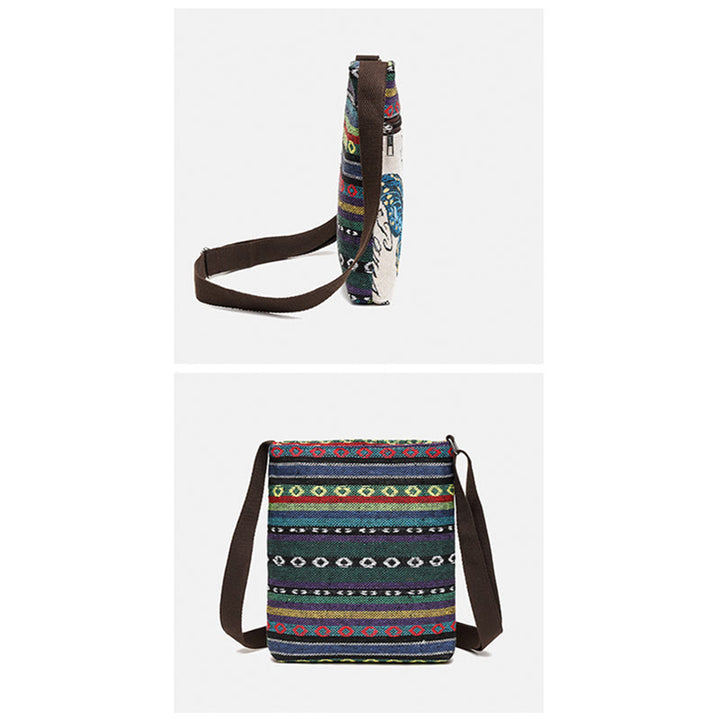 Sac fourre-tout en toile brodé Buddha Stones Elephant Butterfly Sac à bandoulière Sac à bandoulière